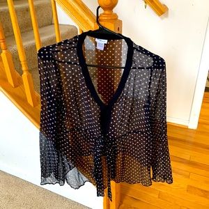 Beautiful black with pink Polk a dot shirt.